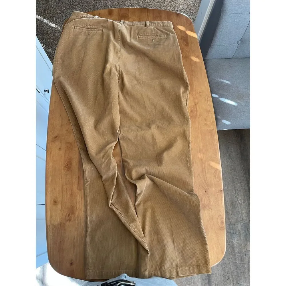 Vintage 90s Savane‎ Mens Corduroy Pleated Front Pants Tan 38x34 Classic Workwear